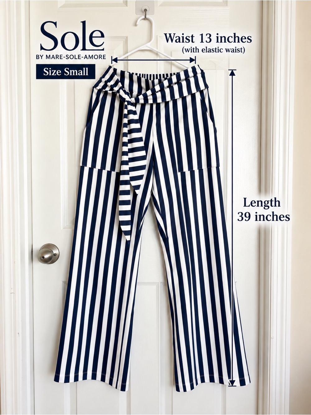 Sole Striped Wide-Leg Pantsuit - Navy & White